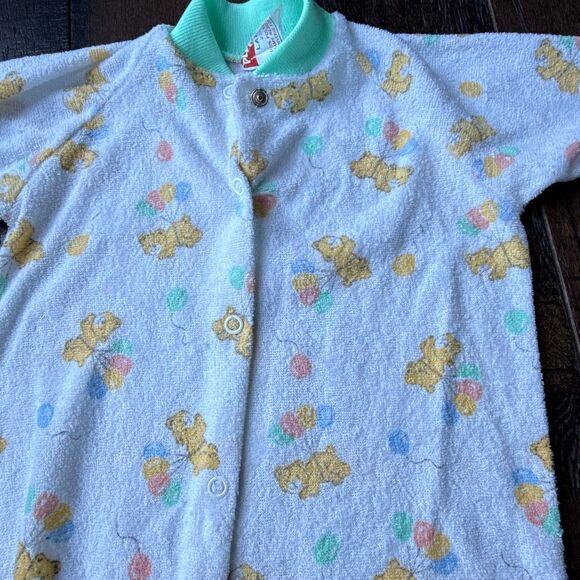 Vintage playskool terry cloth sleeper baby size large unisex white green yellow - Picture 2 of 6